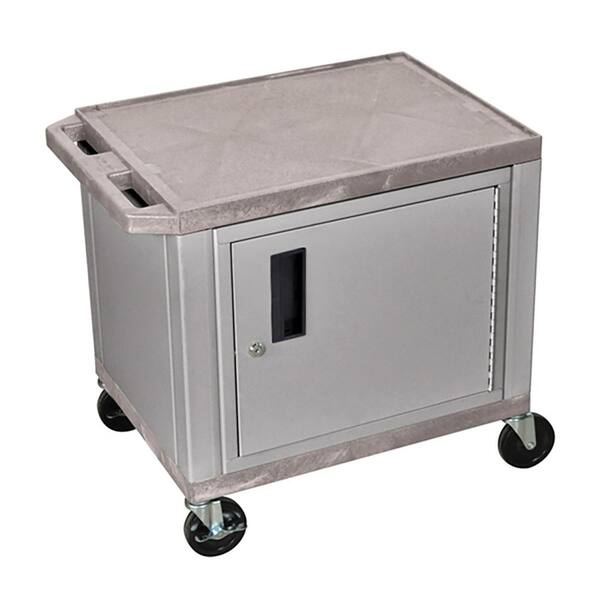 Luxor WT 26 in. A/V Cart with Nickel ColoRed Cabinet, Gray Shelves