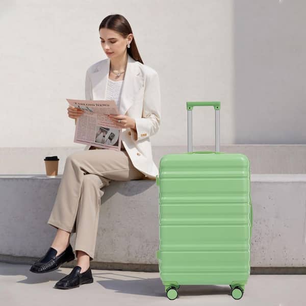 Tatahance 3-Piece Green ABS Hardside Spinner Luggage Set with