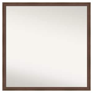 Florence Medium Brown 27.75 in. x 27.75 in. Non-Beveled Casual Square Framed Bathroom Wall Mirror in Brown