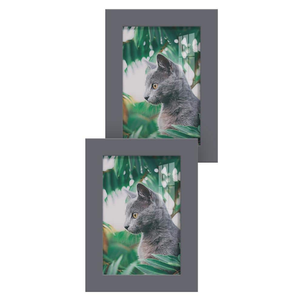 Wexford Home Modern 4 in. x 6 in. Grey Picture Frame (Set of 2) WF003B2 The Home Depot