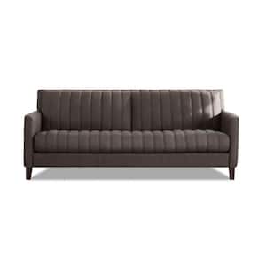 Ennis 84 in. W Square Arms Top Grain Leather Lawson Straight 3-Seater Sofa in Chocolate Brown