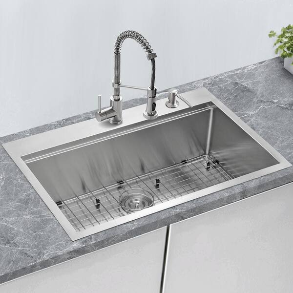 JASSFERRY Stainless Steel Kitchen Sink Reversible Drainer Single Bowl Pipes