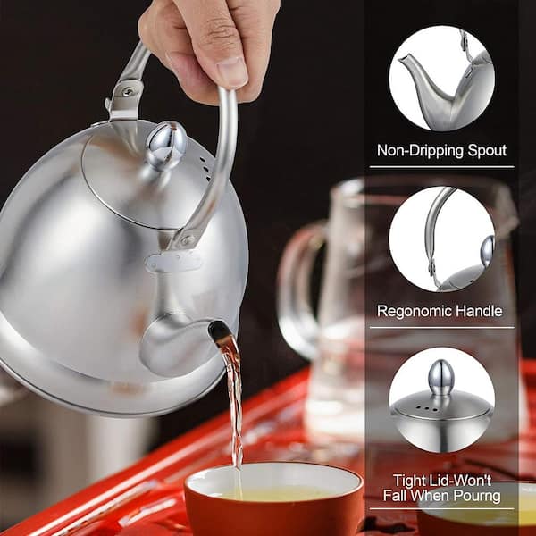 Stainless Steel Teapot Nontoxic Tea Pot Kettle With Filter For Loose Leaves  And Tea Bags