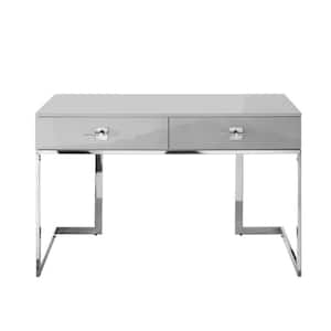 23.6 in. Rectangular Light Gray/Chrome 2 Drawer Executive Desks with Steel Frame