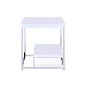 Lucia White Lower Shelf End Table