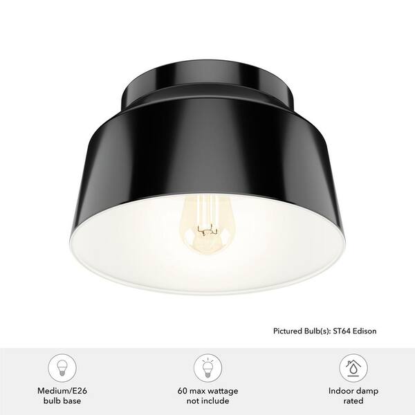 Hunter - Cranbrook 12 in. 1 Light Matte Black Flush Mount Bedroom Light