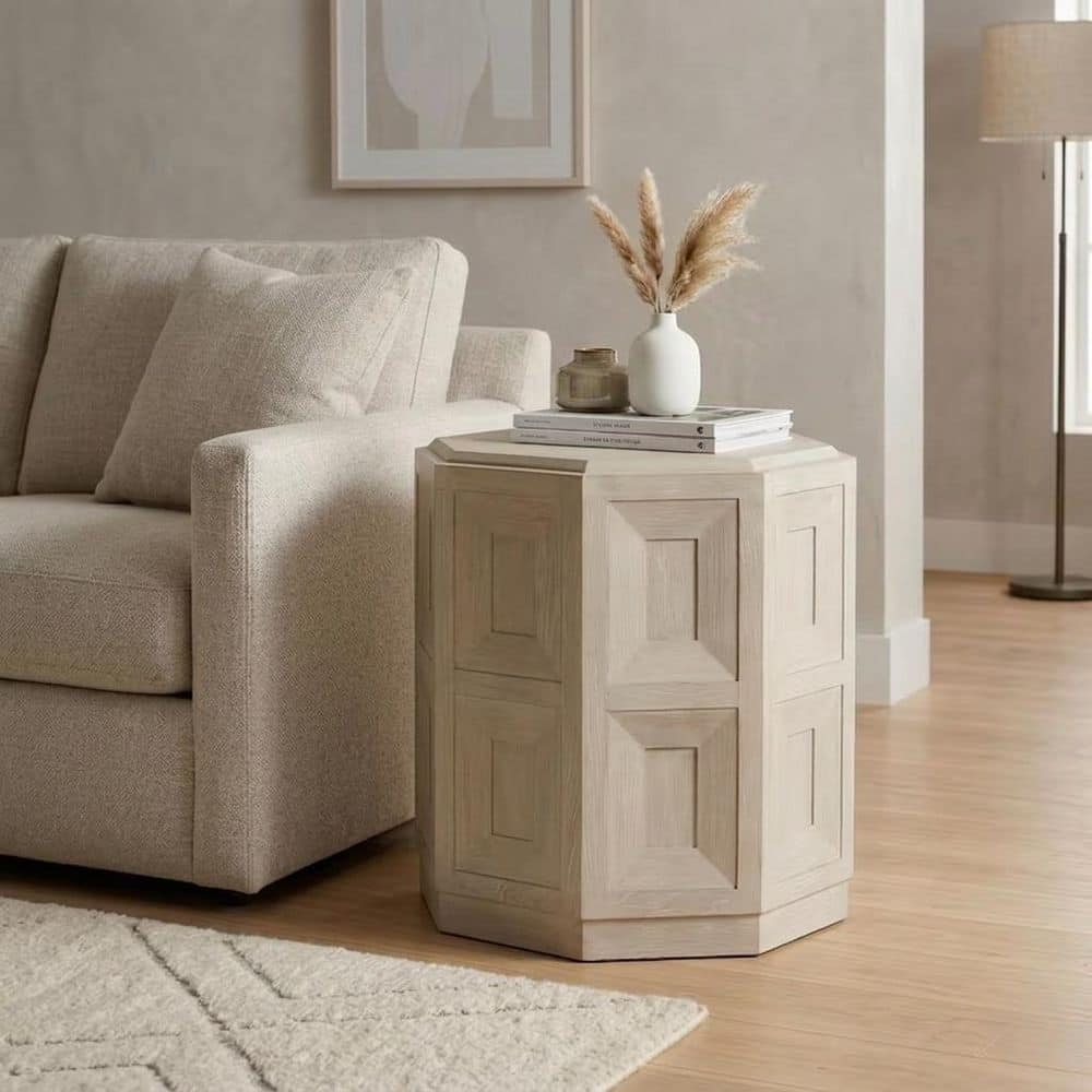 Starla West 20 in. Tawny Octagon Wood End Table with Ornamental Sunken Panels price history on PriceWatchPro