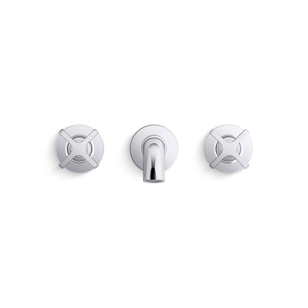 Polished Chrome Wall-Mount Bath Faucet with Cross Handles