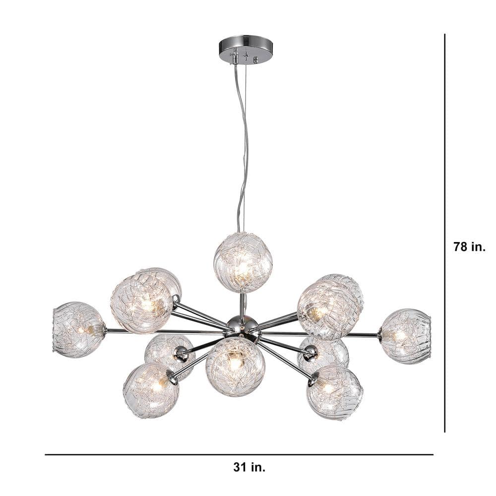 Ginherd Chrome 31.5" Sputnik Chandelier with Twisted Rib Glass Shades