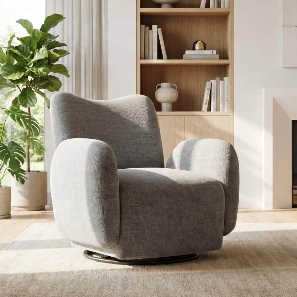 33 in. Grey Chenille Upholstered 360°Swivel Accent Arm Chair with Detachable Backrest, Single Sofa Chair price history on PriceWatchPro