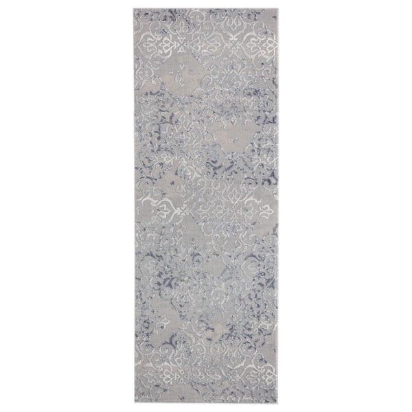 Cascades Marblemount Blue 2 ft. 7 in. x 7 ft. 2 in. Runner Rug