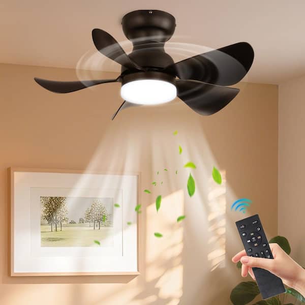 30 in. Modern Flush Mount Ceiling Fan with Light, 5 ABS Blades, DC Motor, Reversible and Dimmable LED for Bedroom
