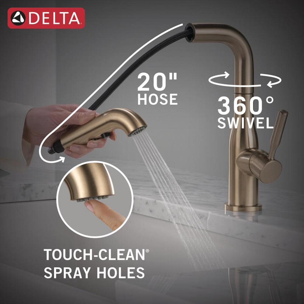 Champagne Bronze Single Handle Pull-Out Kitchen Faucet