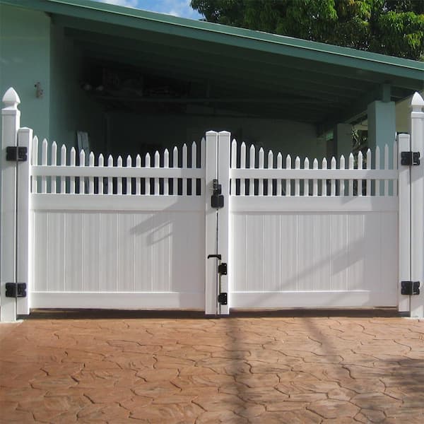 Dora 10.8 ft. W x 7 ft. H White Vinyl Privacy Double Fence Gate Kit
