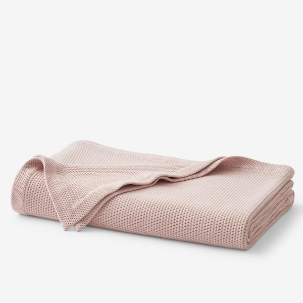 Legends Hotel Garter Stitch Pink Blush Cotton King/California King Blanket