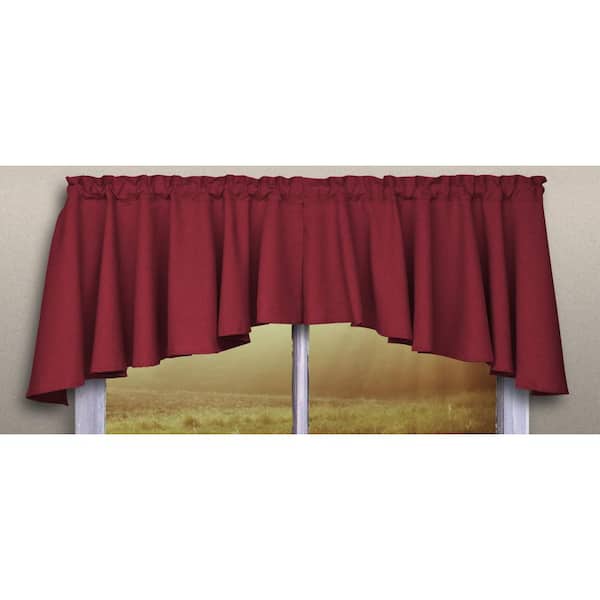 RICARDO Glasgow 62 in. W x 38 in. L Woven Rod Pocket Swags in Pomegranate (2-Pack)
