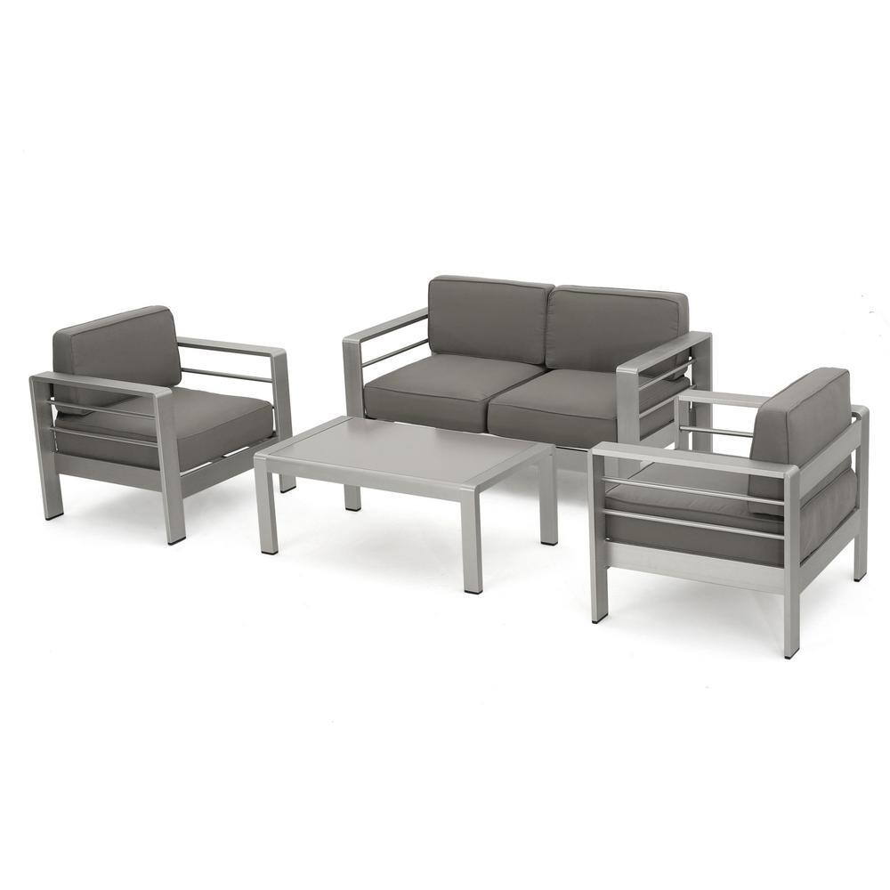 Gray Aluminum 10-Piece Patio Sofa and Dining Set