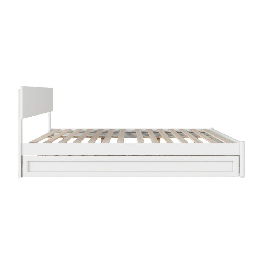 Wesley White King Wood Platform Bed with Twin XL Trundle