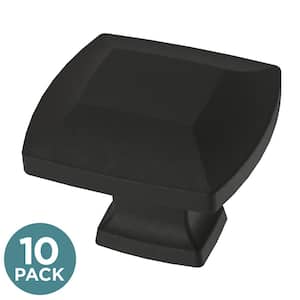 Scalloped Footing 1-3/16 in. (30 mm) Classic Matte Black Rectangular Cabinet Knobs (10-Pack)