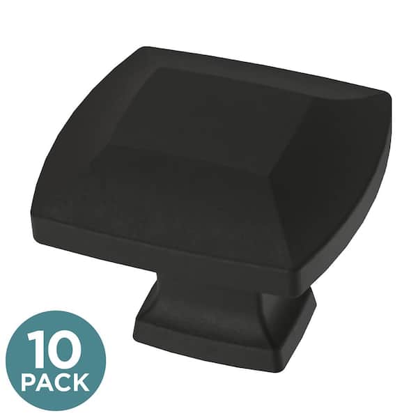Liberty Scalloped Footing 1-3/16 in. (30 mm) Matte Black Rectangular Cabinet Knob (10-Pack)