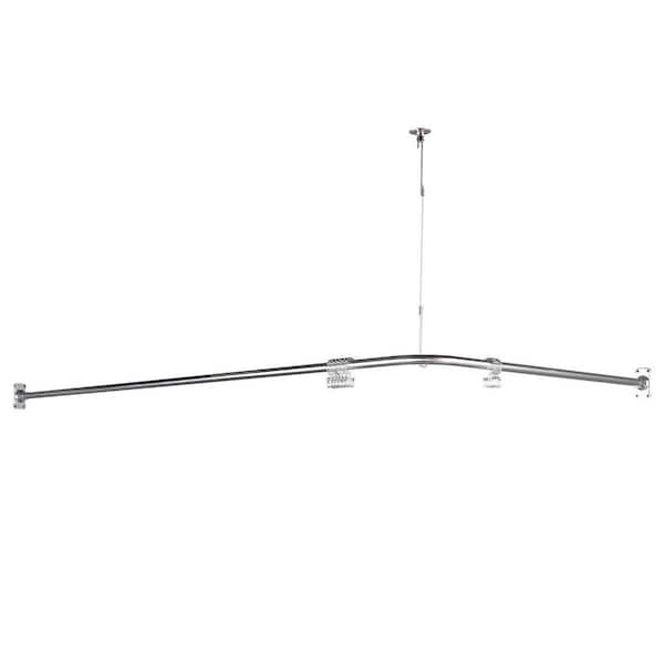 78 in. Adjustable Straight Decorative Tension Shower Rod in Chrome