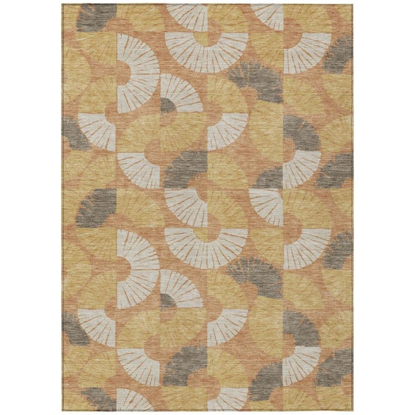 Chantille Machine Washable Indoor/Outdoor Abstract ACN2462 Copper 5 ft. x 7 ft. 6 in. Area Rug