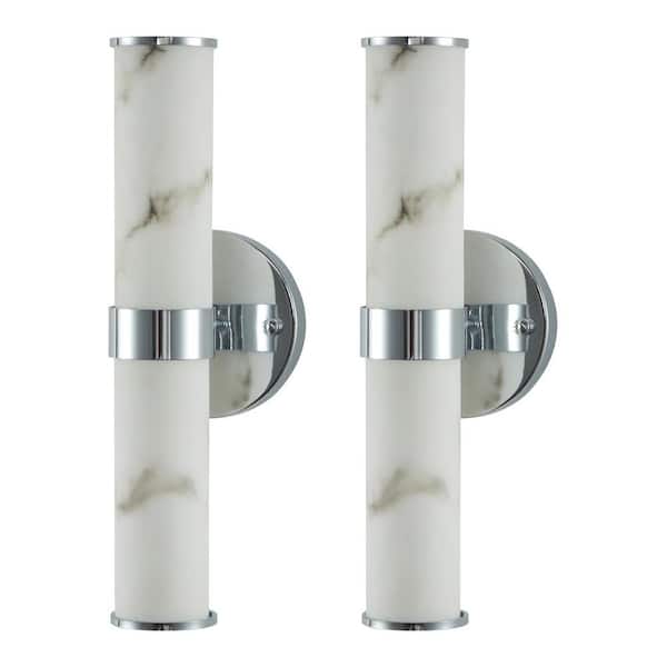 Elegant LED Resin Wall Sconce, Modern Vertical Light Fixture for Bathrooms, Hallways, and Bedrooms in Chrome