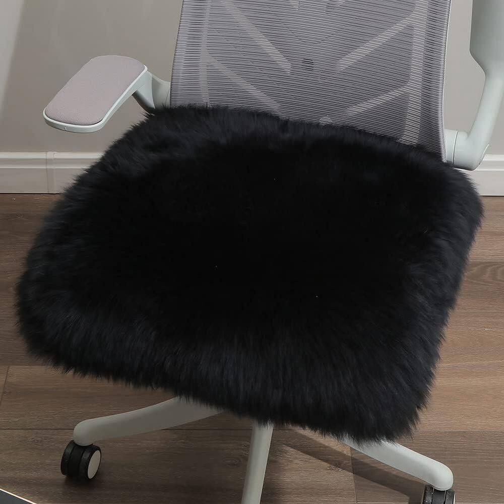 18 in. x 18 in. Non-Slip Sheepskin Chair Pad, Soft Area Rugs Carpet for Home, Office and Restaurant, Black price history on PriceWatchPro