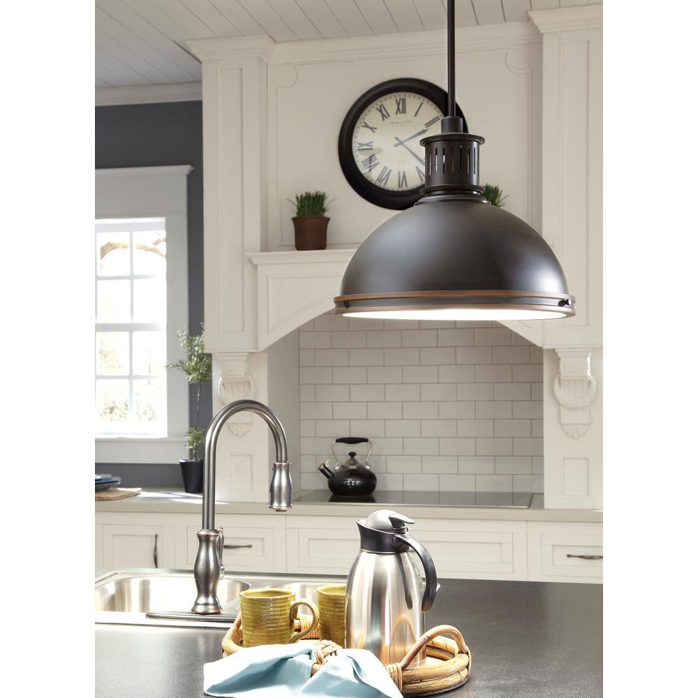 Brushed Nickel Single Light Dome Pendant with Clear Glass Shade