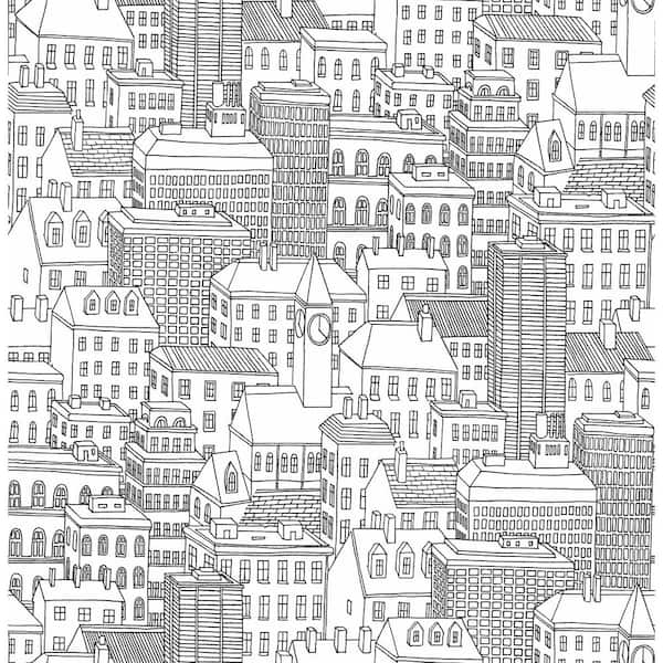 AStreet Prints Limelight White City Paper Strippable Roll Wallpaper