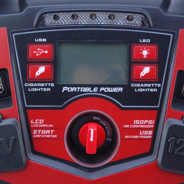 5 in 1 Produkt : Powerbank - Starthilfe - Kompressor - 12 V