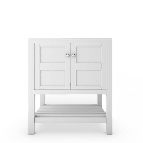 castellousa Alicia 29.25 in. W x 21.75 in. D x 32.75 in. H Bath Vanity Cabinet without Top in Matte White with Chrome Knobs