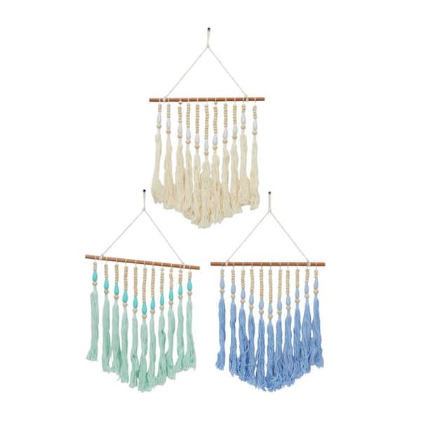 Litton Lane 24 in. x 14 in. Multi Colored Cotton Bohemian Geometric Wall Decor (Set of 3)