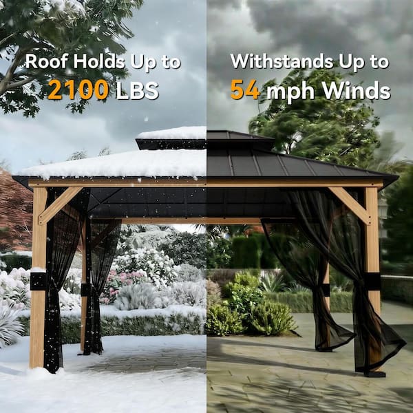 Gardenbee 13 ft. x 11 ft. Outdoor Patio Wood Frame Gazebo with