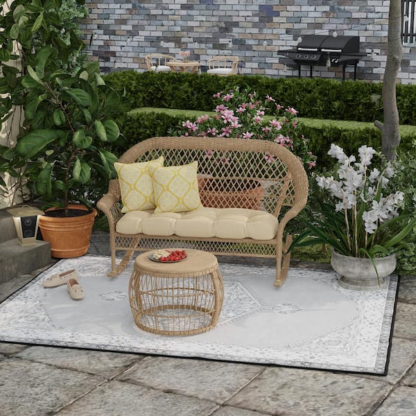 Jordan Manufacturing 16 in. L x 16 in. W x 4 in. T Outdoor Throw Pillow in Yellow Medallion