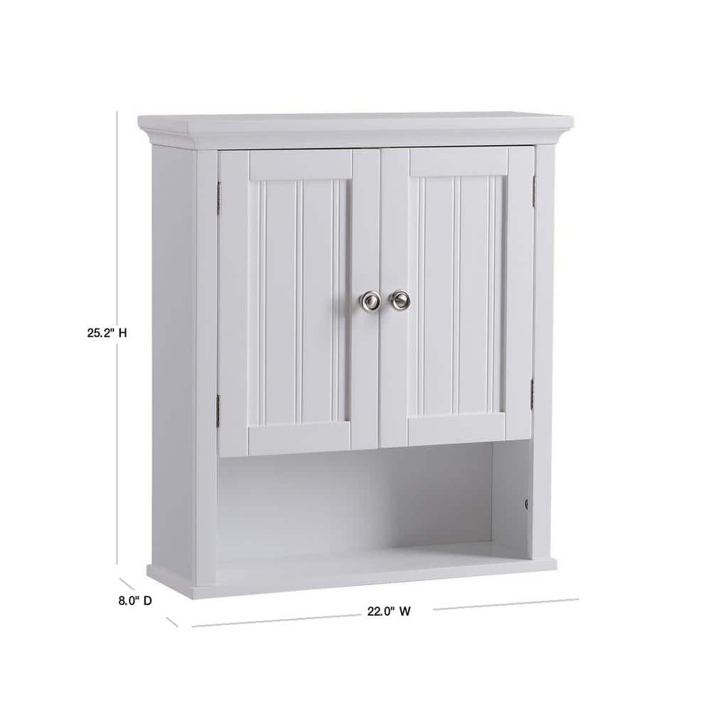 White Wood 2-Door Wall Cabinet with Adjustable Shelves