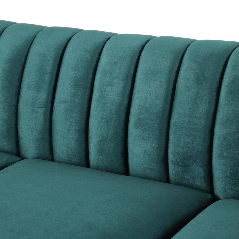 Teal Velvet Chesterfield 3-Seater Sofa with Nailhead Trim