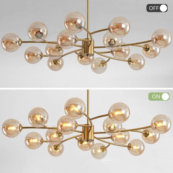 Y'INSP 15-Light Mid-Century Brass Sputnik Style Branch Chandelier