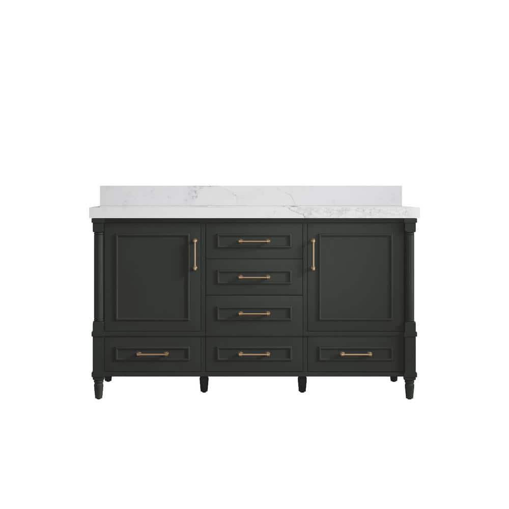 Hudson 60 in. Single Sink Freestanding Black Top Bath Vanity with Calacatta Nuvo Quartz Top Unassembled price history on PriceWatchPro