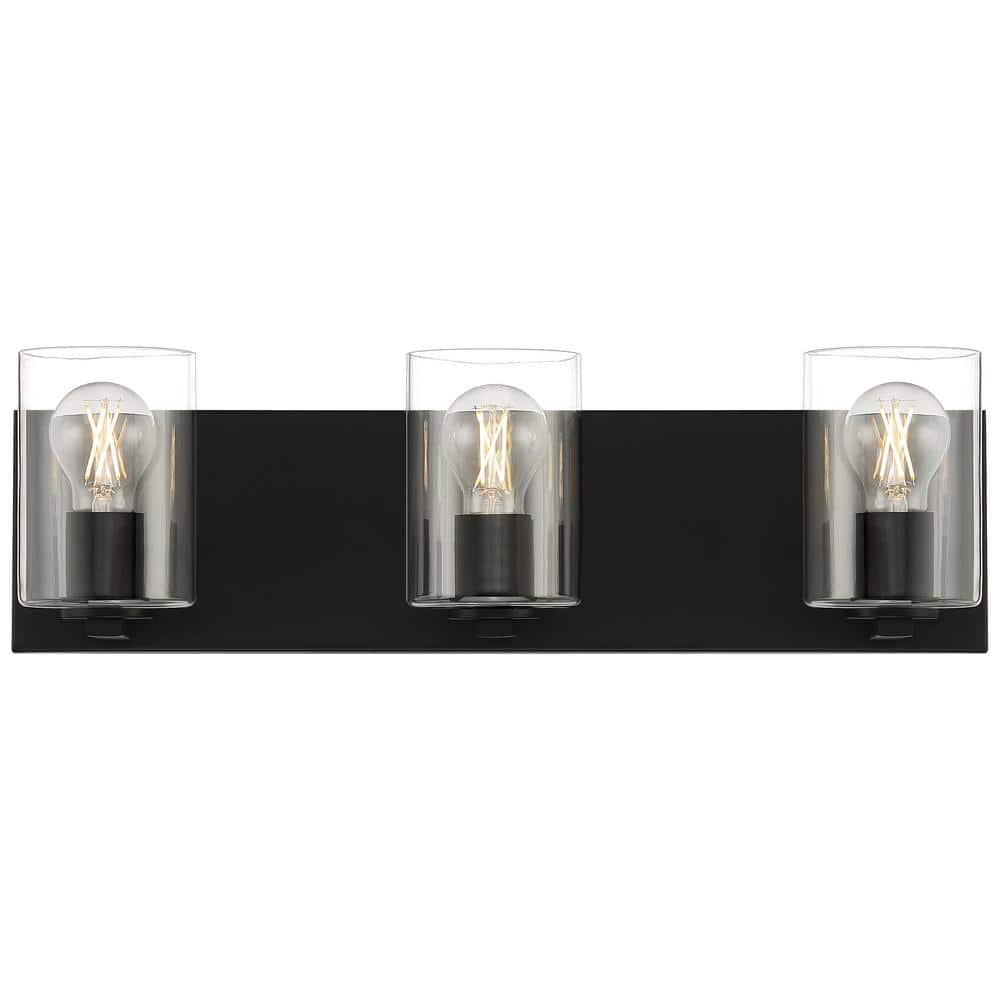 Oslo Matte Black Cylinder 3-Light LED Vanity Wall Sconce