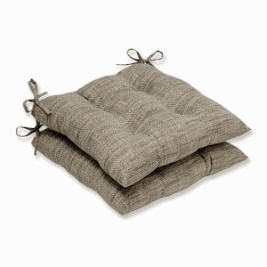 Solid 19 in. x 18.5 in. Outdoor Dining Chair Cushion in Grey/Tan (Set of 2)