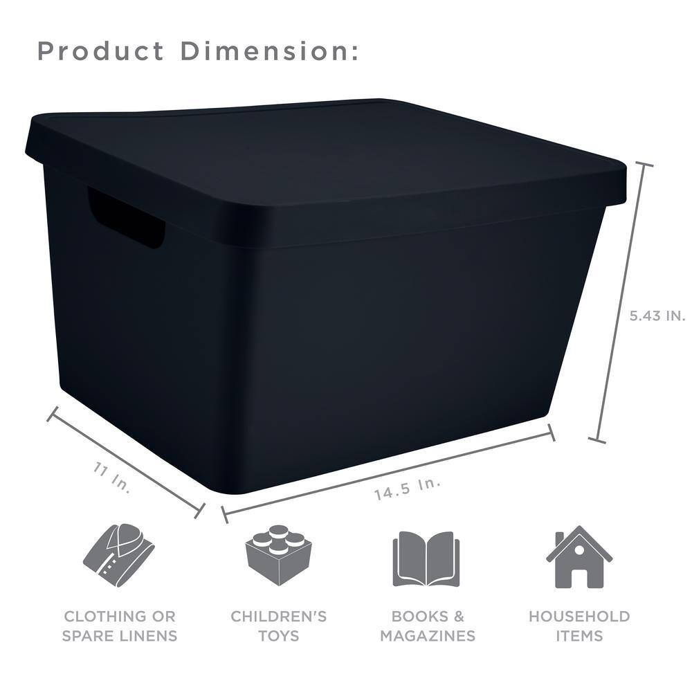 Charcoal Polypropylene Stackable Storage Box with Lid