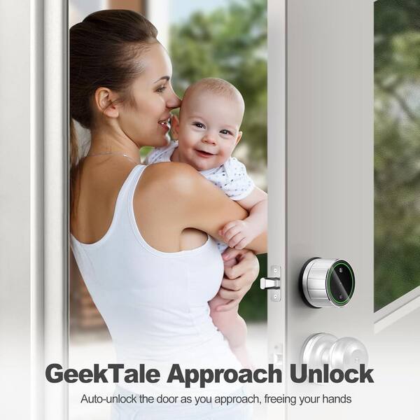 2 in 1 Aluminum Smart Single Side Lock Deadbolt with App, Keyless Entry Door Lock, in Silver