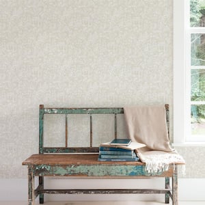 Secret Garden Taupe Detailed Botantical Toile Design on Non-Woven Paper Non-Pasted Wallpaper Roll (Covers 57.75 sq. ft.)