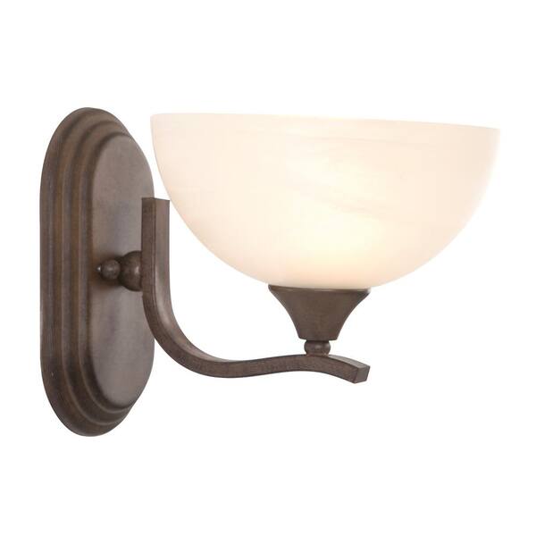 Yosemite Home Decor Glacier Point Collection 1-Light Dark Brown Bathroom Vanity Light with Ivory Cloud Glass Shade