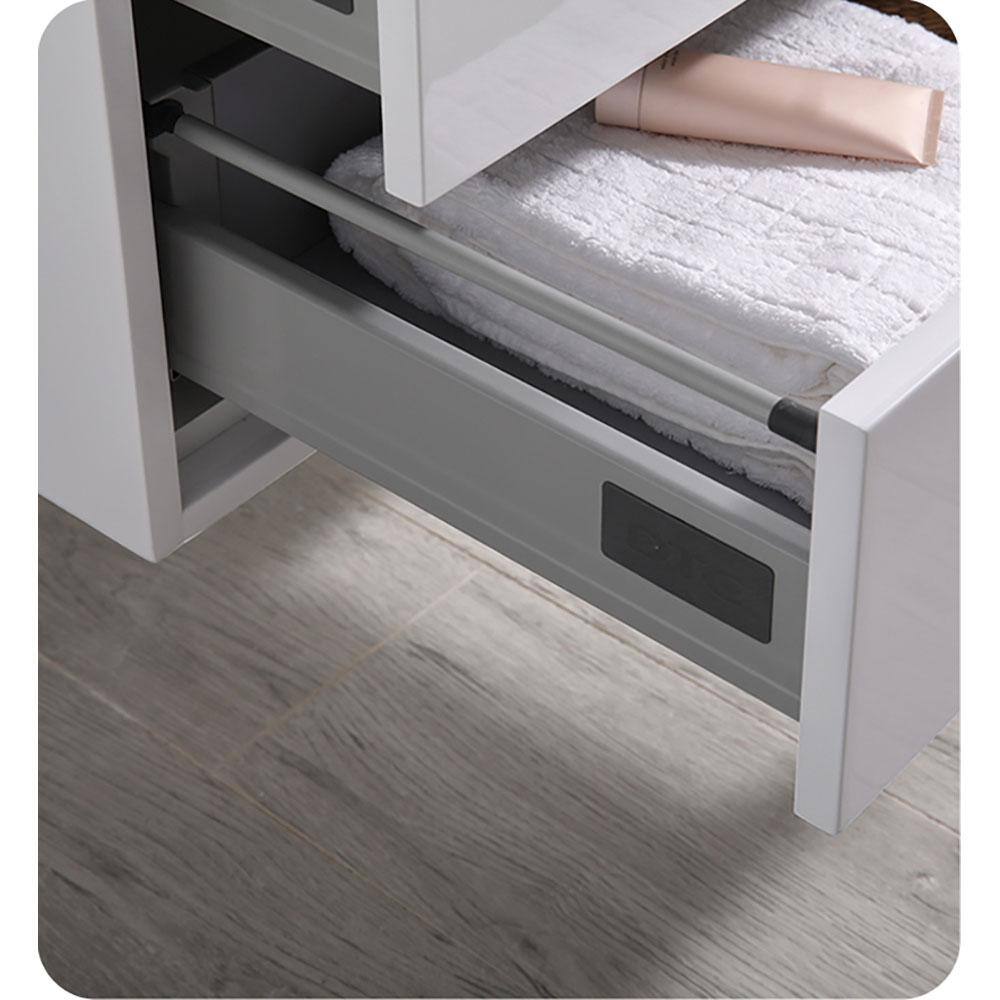 Glossy White 30" Wall-Mounted Modern Bathroom Vanity Cabinet