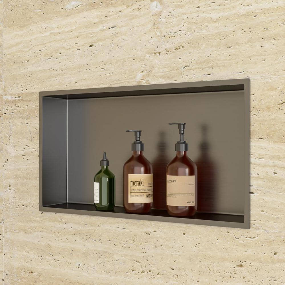 Matte Black Stainless Steel 25-Inch Shower Niche Shelf