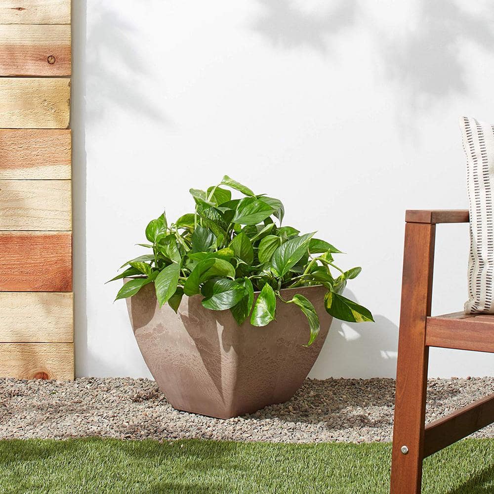 Large Taupe Recycled Plastic Square Outdoor Planter