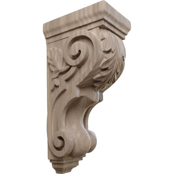Ekena Millwork 7 in. x 5 in. x 14 in. Unfinished Wood Walnut Large Traditional Acanthus Corbel