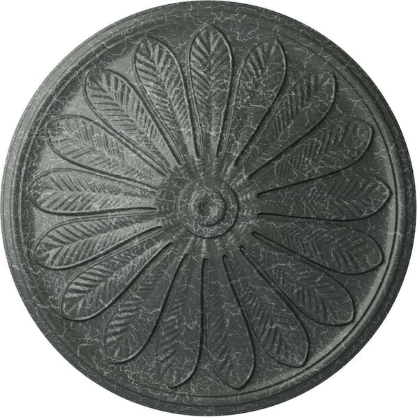 Ekena Millwork 5-1/2" x 25-1/2" x 25-1/2" Polyurethane Brontes Ceiling Medallion, Athenian Green Crackle